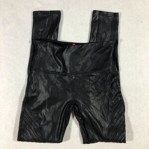 Spanx Leggings Womens SP Small Petite Black Moto Faux Leather Legging Pants